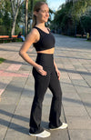 High Waist Petite Flare Pants - Black