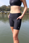 Mid Waist Mid Shorts - Black