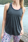 Fortune Wide Back Singlet - Gunmetal