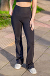 High Waist Petite Flare Pants - Black