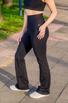 High Waist Petite Flare Pants - Black