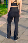 High Waist Petite Flare Pants - Black