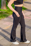 High Waist Petite Flare Pants - Black