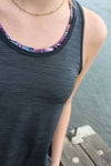 Fortune Wide Back Singlet - Gunmetal