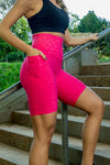 High Waist Long Shorts - Unleashed Fuchsia