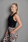 Iconic Rib Crop Racerback Singlet - Black