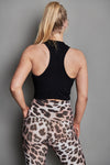 Iconic Rib Crop Racerback Singlet - Black