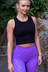 Iconic Rib Crop Racerback Singlet - Black