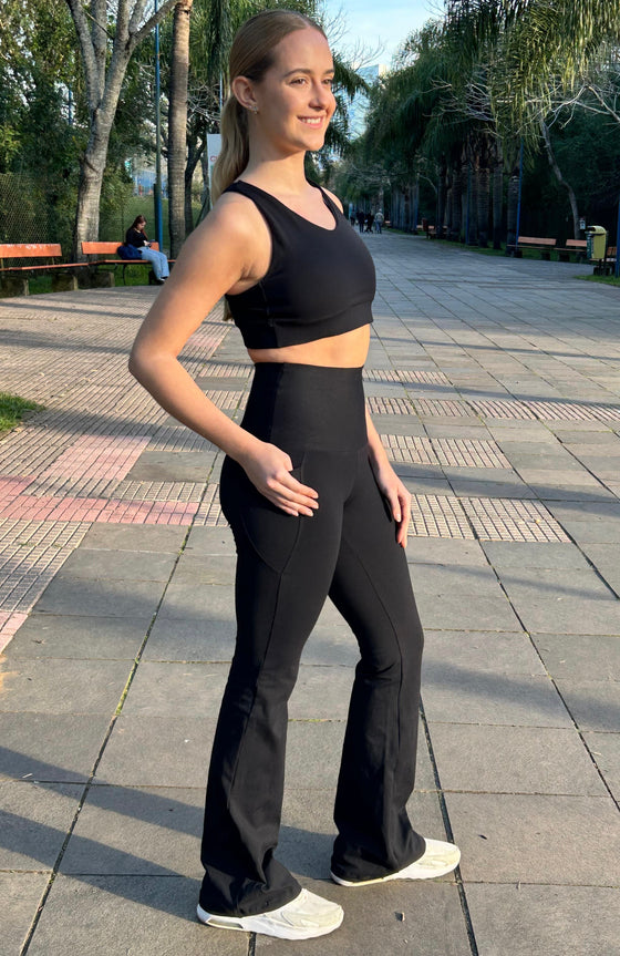 High Waist Petite (Extra Short) Flare Pants - Black