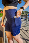 High Waist Vortex Mid Shorts - Navy