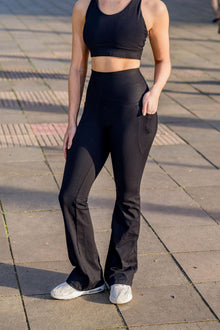  High Waist Flare Pants - Black