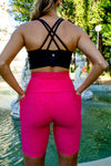 High Waist Long Shorts - Unleashed Fuchsia