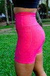 High Waist Mid Shorts - Unleashed Fuchsia