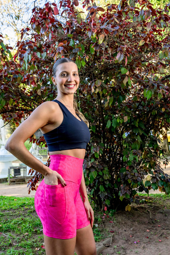 High Waist Mid Shorts - Unleashed Fuchsia